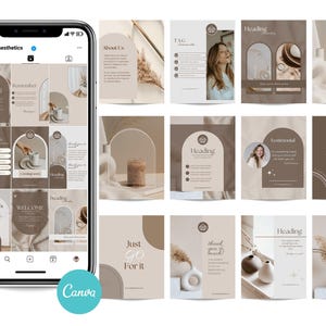 Beige minimalistisk Instagram Canva-mall | Neutral Instagram-mall Canva | Instagram-mall för småföretag och livsstil