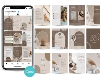 Beige Minimalistic Instagram Canva Template | Neutral Instagram Template Canva | Instagram template for small business & lifestyle