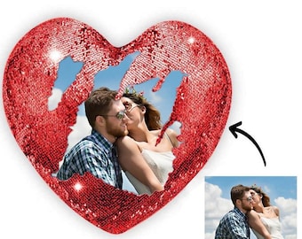 Almohada de lentejuelas personalizada, almohada de lentejuelas personalizada, almohada con foto personalizada, almohada de lentejuelas con foto, almohada con foto familiar, almohada de San Valentín