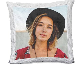 Almohada de lentejuelas personalizada, almohada de lentejuelas personalizada, almohada con foto personalizada, almohada con foto de lentejuelas, almohada con foto familiar, almohada de pareja personalizada