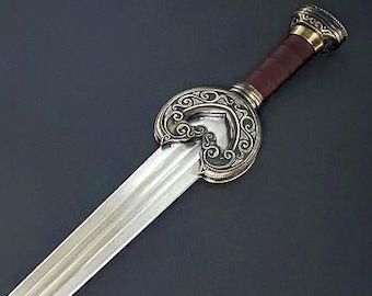 Handmade Herugrim Sword Replica | Custom King Theoden Sword Replica Sword with Scabbard & Wall Display Plaque | Steel Sword, Christmas Gifts