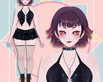 Morgana | Vorgefertigtes 2D-Vtuber Live2d, Art und Rig komplett und einsatzbereites Vtube Studio mit Aktionen. Gothic Female Vtuber