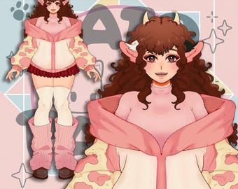 Courtney | PNGtuber-Cowgirl-Model. VeadoTube. Süße Vtuber-Frau. 4 Emotes für Twitch und Discord enthalten.