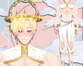 Asmodeus | Vorgefertigter 2D-Vtuber Live2d, Art und Rig, komplettes und einsatzbereites Vtube Studio mit Aktionen. Angel Vtuber Male