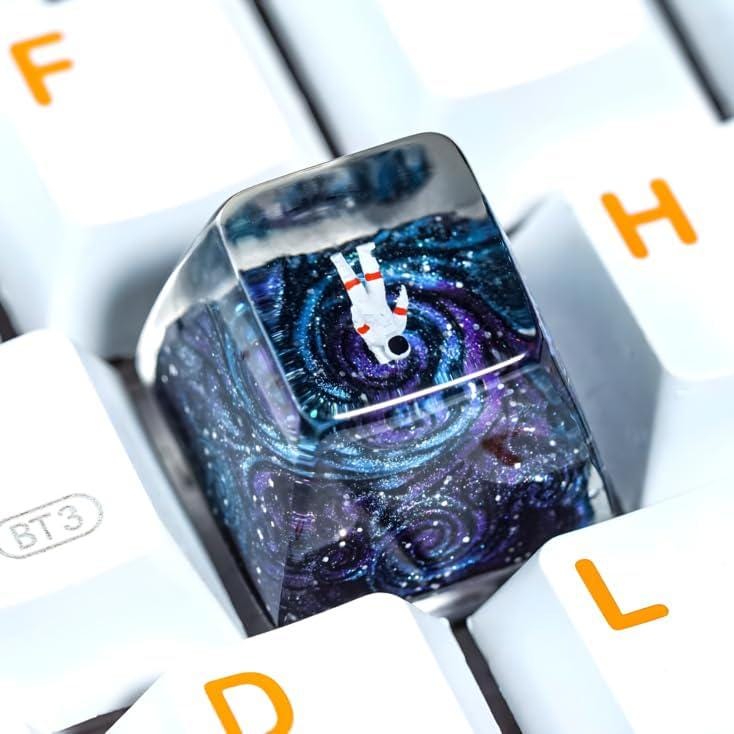 Astronaut Floating in Galaxy Nebula Resin Artisan Keycap, Space Themed ...