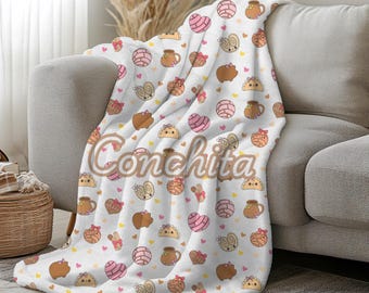 Personalized Pan Dulce Plush Blanket, Pan Dulce Cute Blanket, Bakery Design, Great Gift Idea for Holiday, Birthday, Valentine Gift Pan Lover