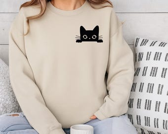 Katzen Sweatshirt, süßes Katzen Sweatshirt, Katzen Papa Sweatshirt, Geschenk für Katzenliebhaber, Katzenspähen Sweatshirt, Frauen lustiges Sweatshirt, Katzenmama Sweatshirt