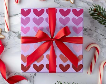 Pink Heart Wrapping Paper, Valentine's Day Gift Wrap