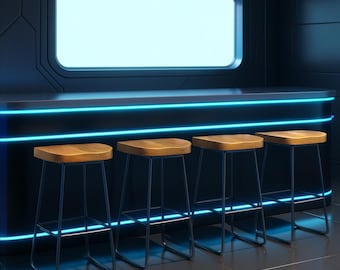 素朴な無垢材バースツール - キッチンアイランドやバーテーブルに最適