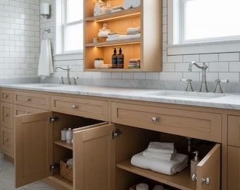 Estante de arce acogedor personalizado: contrachapado artesanal de 1,9 cm, cortado a medida, con acabado transparente o sin acabado, ideal para cocina, armario o espacio de manualidades.