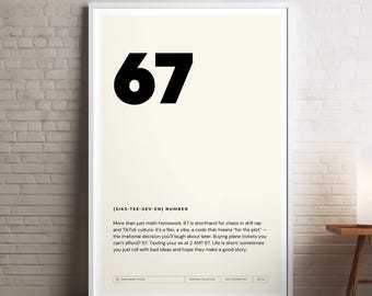 67 Poster, lustige digitale Wandkunst, Definition Drucke, Wörterbuch, Gen Z Slang, Sofort Download