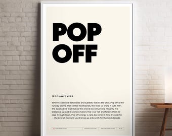 Pop Off Poster, lustige digitale Wandkunst, Definition Druck, Wörterbuch, ziehen Slang, Sofort Download.