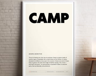 Camp Poster, lustige digitale Wandkunst, Definition Druck, Wörterbuch, ziehen Slang, Sofort Download