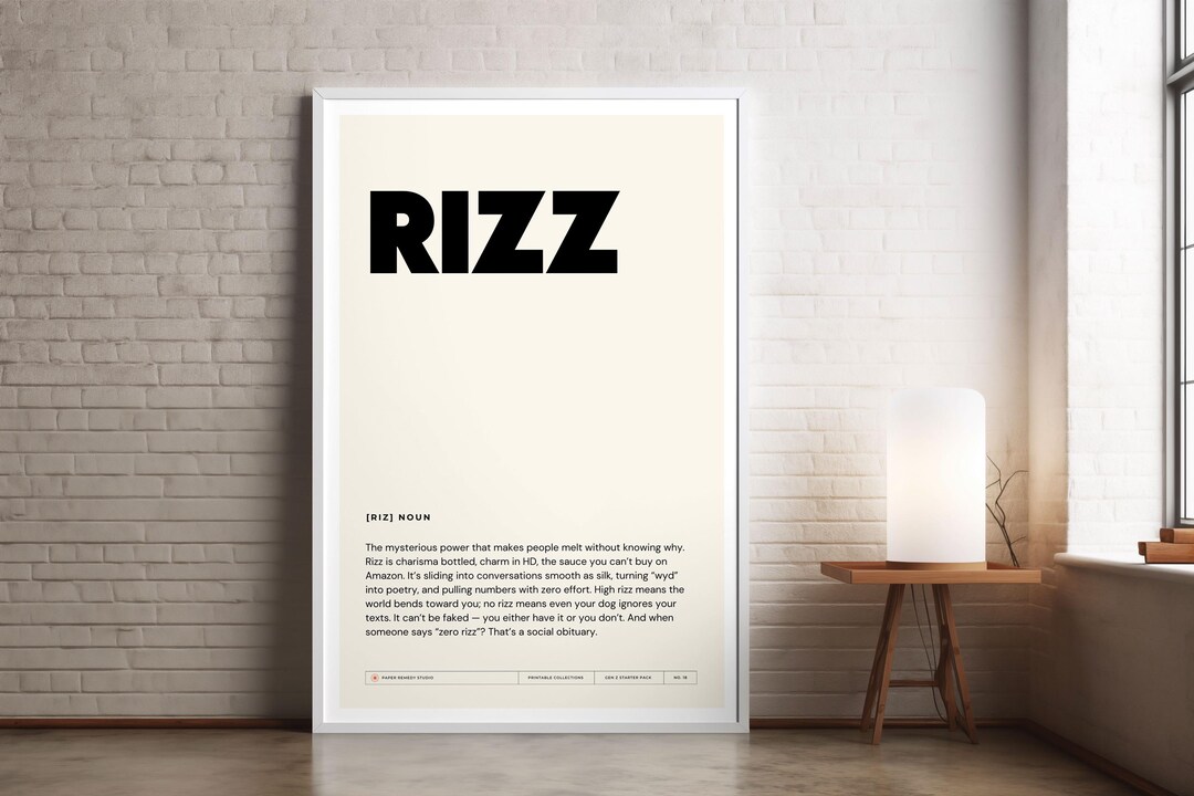 L Rizz Poster Rizz Poster, Funny Digital Wall Art, Definition Prints, Dictionary, Gen ...