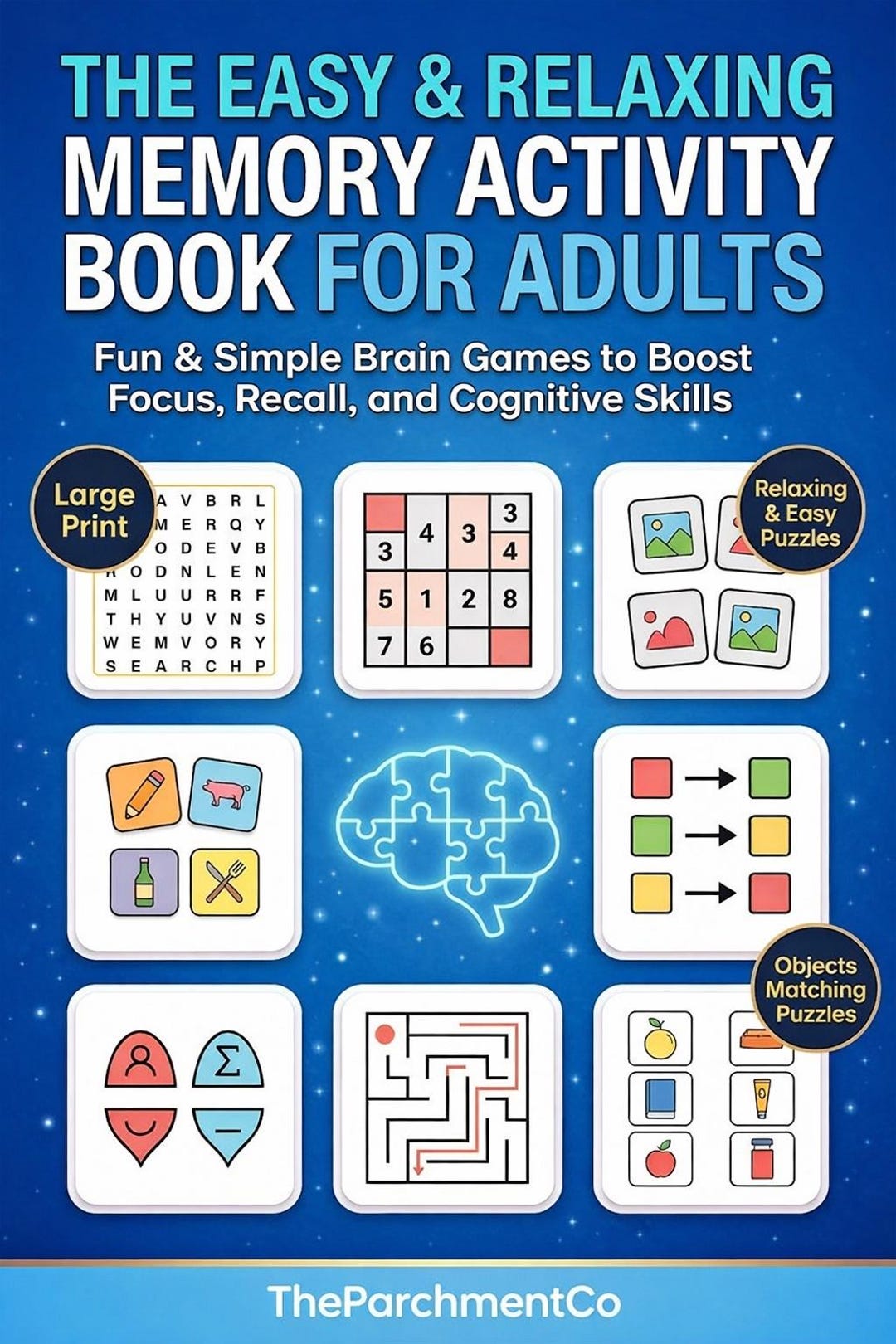 Memory Activity Book for Adults | Large Print Brain Games, Cognitive