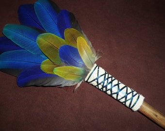 Smudge Fan-  Bursting into Life- Sacred Prayer Fan with Kyanite- Reiki Healing- Energy Clearing- Healing Fan- House Warming- Made to Order