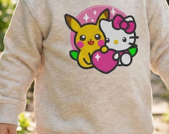 Toddler/Infant Kitty Fleece Apparel Embroidery Design Character Kawaii Style Gift Holiday Apparel Cotton Blend Pullover for HK Fans
