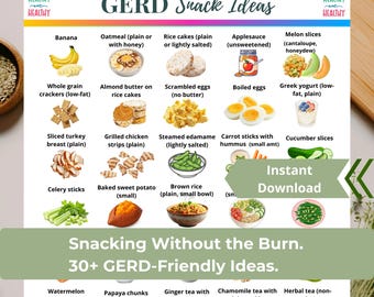 GERD Snack List, Acid Reflux Friendly Foods Chart (PDF Download)