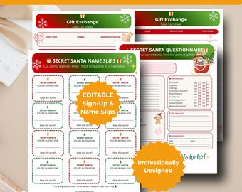 Editable Secret Santa Kit | Party Organizer (5 PDF Files)