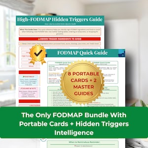 Low FODMAP Master Guide : Hidden Triggers + Portable Reference Cards, IBS Food List System