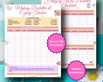 Beauty Declutter Checklist Printable | Skincare & Makeup Organizer | Makeup Expiry Chart + Bonus Shopping List