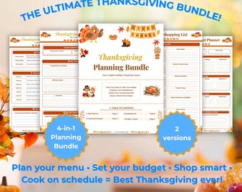 Thanksgiving Meal Planner Kit: Fillable PDFs with Budget Tracker