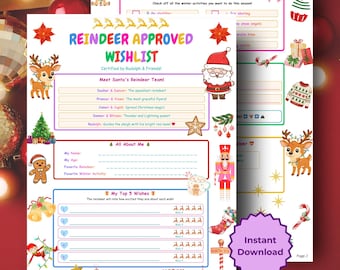 Reindeer Approved Christmas Wishlist for Kids | Holiday Activity (Printable)