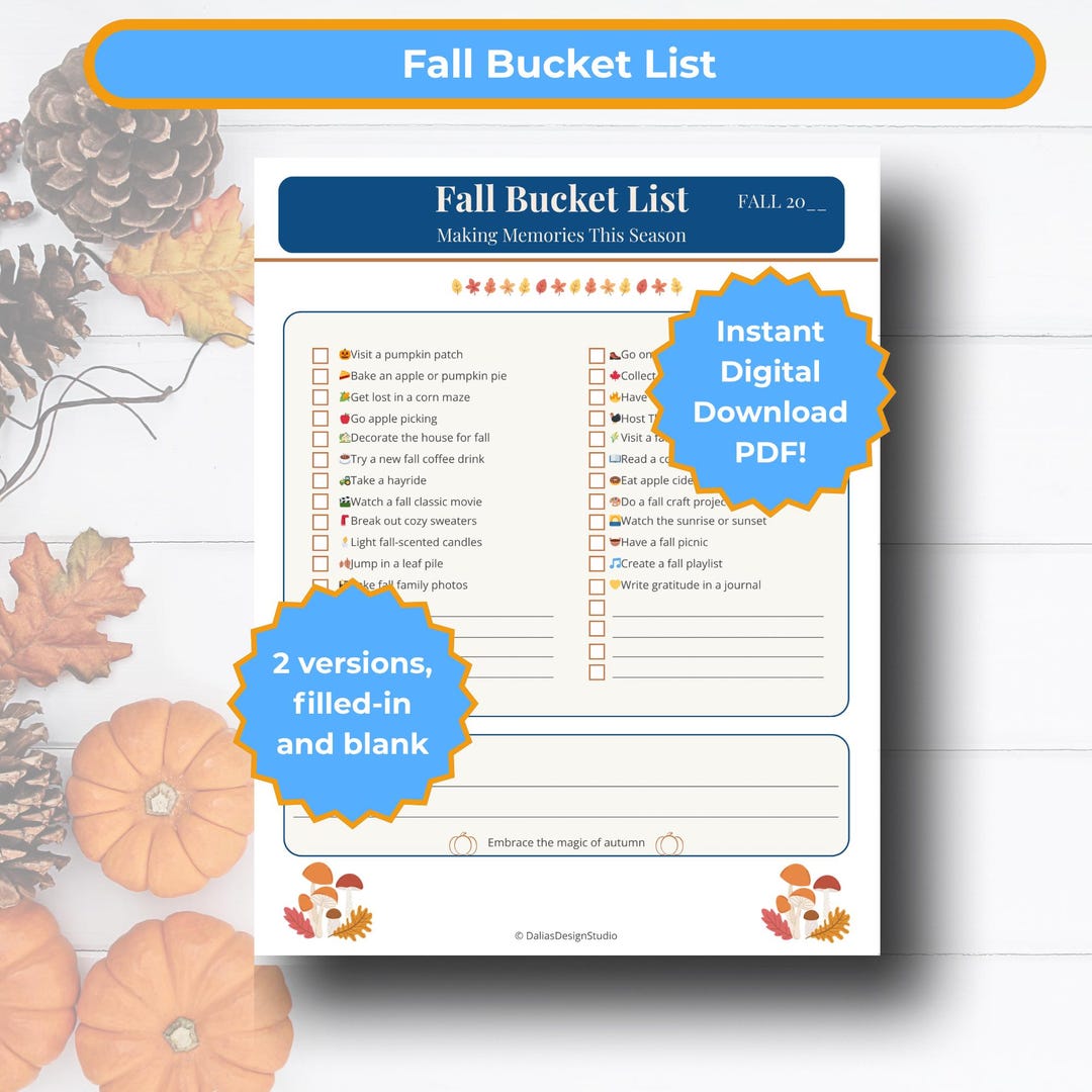 Fall Bucket List | Autumn Activities Checklist | Fall Things to Do ...