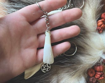 Buffalo Tooth Keychain | Goblincore | Witchy Accessories | Vulture Culture | Real Bone |