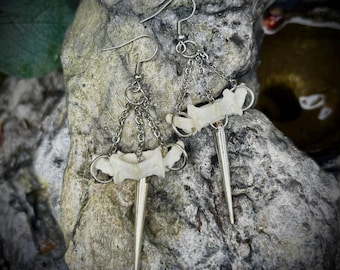 Real Vertebrae Bone Spike Earrings | Curiosities | Oddities | Taxidermy | Unique Jewelry |