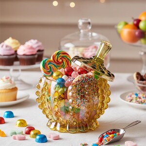 Handcrafted Iridescent Crystal Glass Candy Jar – Embossed Decorative Storage with Lid bild 8