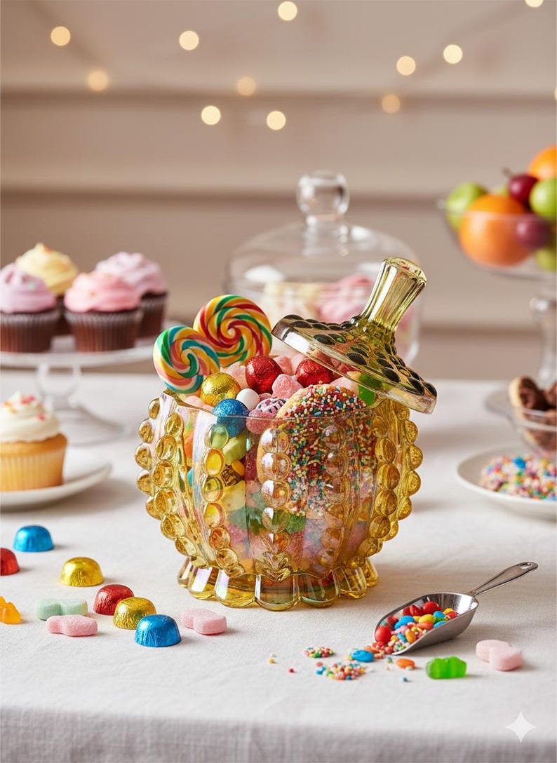 Handcrafted Iridescent Crystal Glass Candy Jar – Embossed Decorative Storage with Lid bild 8