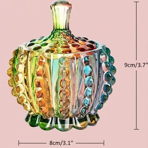 Handcrafted Iridescent Crystal Glass Candy Jar – Embossed Decorative Storage with Lid bild 4