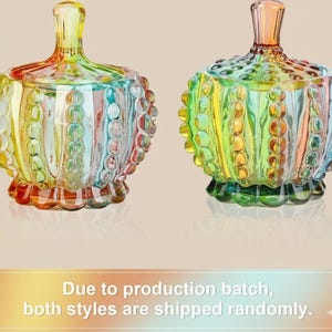 Handcrafted Iridescent Crystal Glass Candy Jar – Embossed Decorative Storage with Lid bild 10
