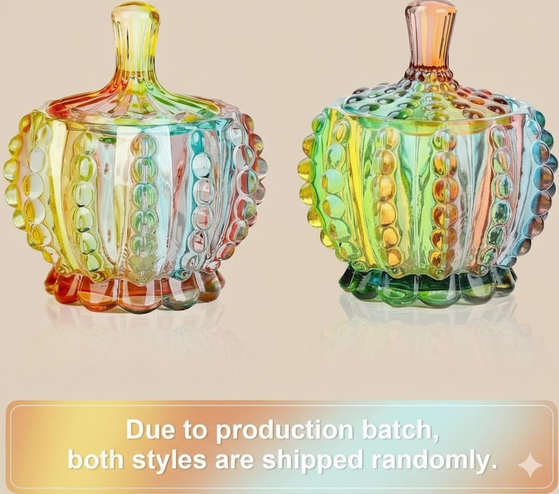 Handcrafted Iridescent Crystal Glass Candy Jar – Embossed Decorative Storage with Lid bild 10