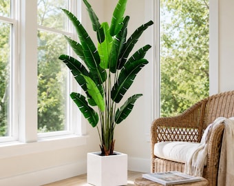 Artificial Bird of Paradise Plant 7FT Faux Banana Leaf Tree Tall Home Decor Plant