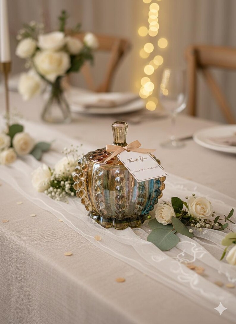Handcrafted Iridescent Crystal Glass Candy Jar – Embossed Decorative Storage with Lid bild 11