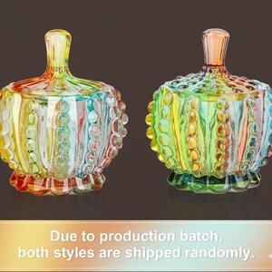 Handcrafted Iridescent Crystal Glass Candy Jar – Embossed Decorative Storage with Lid bild 7