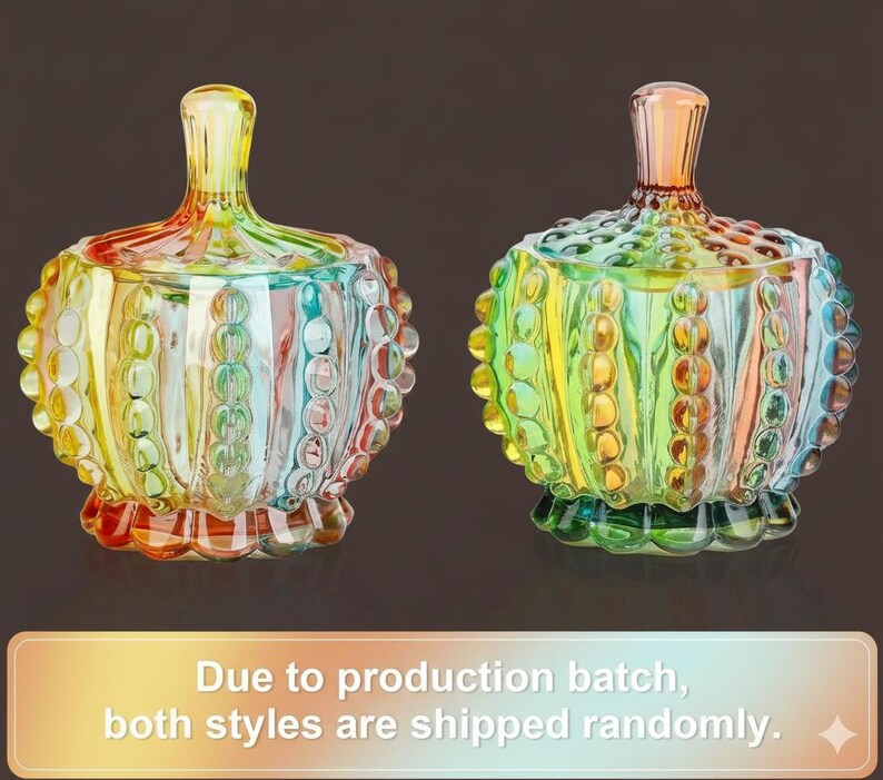 Handcrafted Iridescent Crystal Glass Candy Jar – Embossed Decorative Storage with Lid bild 7