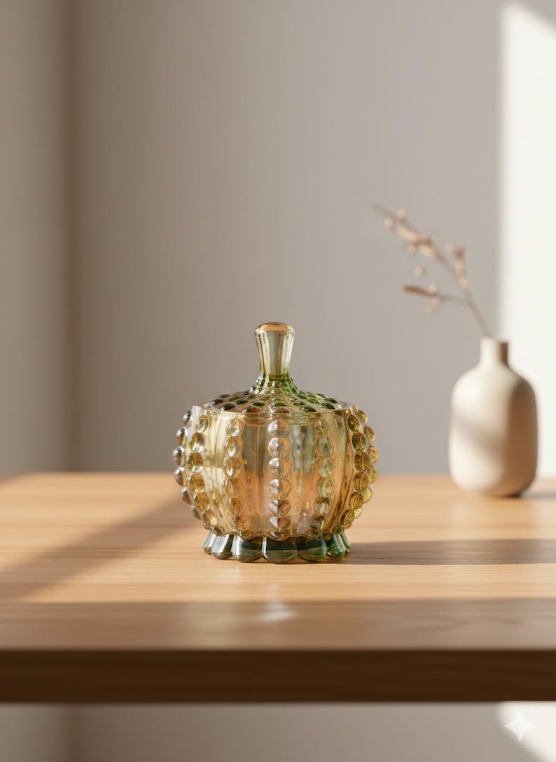 Handcrafted Iridescent Crystal Glass Candy Jar – Embossed Decorative Storage with Lid bild 5