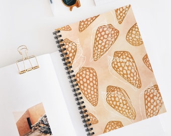 Hawaii Hebrew Sea Shell Pattern Spiral Notebook | Ruled Notebook, Beachy Seashell Design