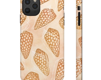 Beachy Shell Phone Case: Hand-Painted Coastal Design, Dual-Layer Protection