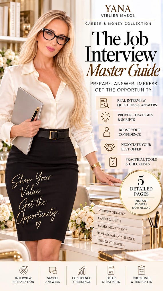 Job Interview Guide for Women, Interview Questions and Answers, Career Confidence, Salary Negotiation, Digital PDF