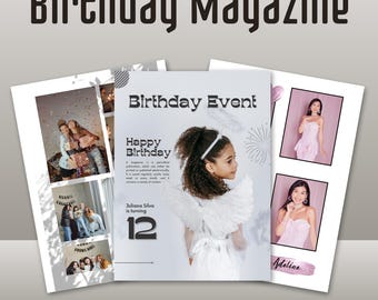 Birthday Magazine Template Canva | Editable Photo Keepsake Layout | Custom Memory Book Gift