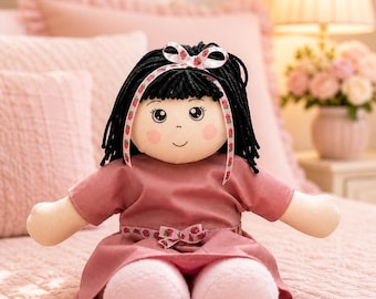 Personalized Waldorf Rag Doll – 14” Handmade Baby Gift