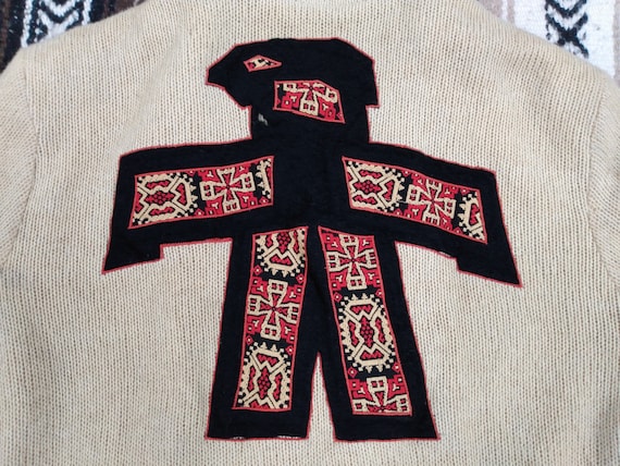 70s Native American Wool Sweater Jacket vintage f… - image 7