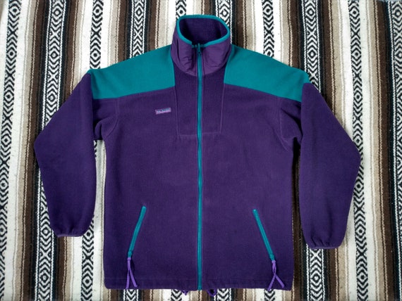 90s Columbia Fleece Jacket Vintage Full Zip Color Block Purple - Etsy