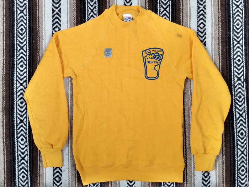 70s 80s Boeing Sweatshirt vintage Golden Yellow Raglan Crewneck NOS new deadstock 300 Mile Club Employee Physical Fitness size S Sweats USA image 1