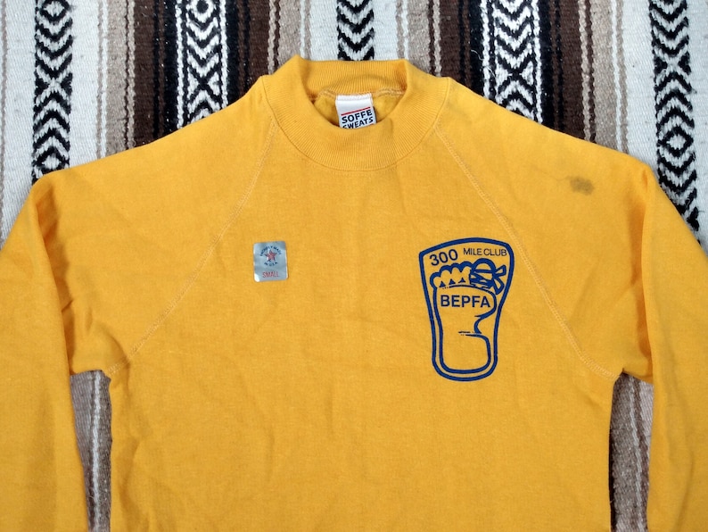 70s 80s Boeing Sweatshirt vintage Golden Yellow Raglan Crewneck NOS new deadstock 300 Mile Club Employee Physical Fitness size S Sweats USA image 2