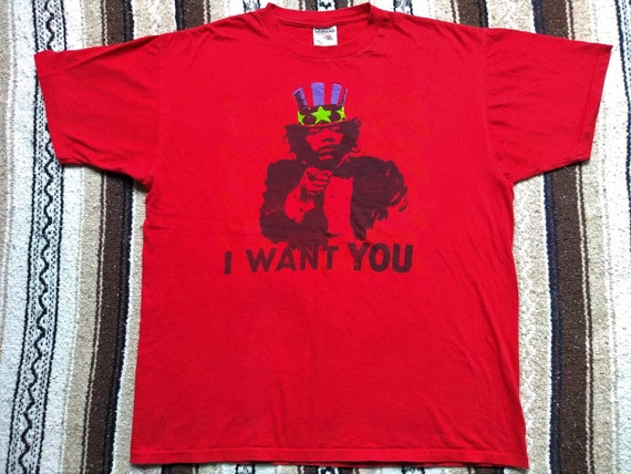 Jimi Hendrix Electric Guitar Festival T Shirt vintage 1995 concert I Want You Uncle Sam rock rap tee single stitch USA 60s psychedelic sz XL Jimi Hendrix Electric Guitar Festival T Shirt vintage 1995 concert I Want You Uncle Sam rock rap tee single stitch USA 60s psychedelic sz XL